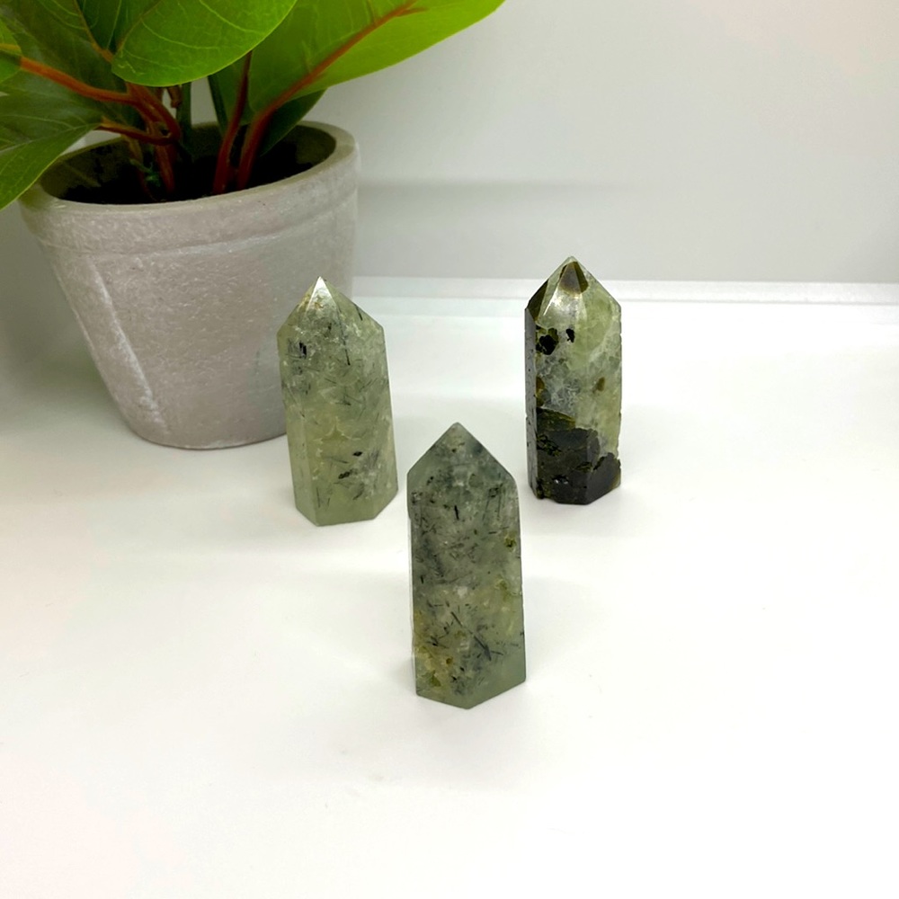 Mini prehnite & epidote towers